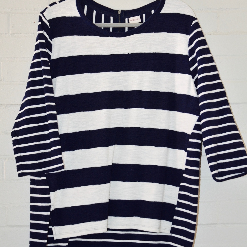 Merona Blue Stripe 100% Cotton Sweater XL
